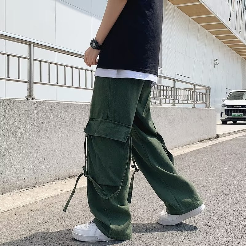 Work Pants Men'S Spring High Street Trendy Brand Loose Casual Pants Men'S And Women'S Functional Wind Streak Straight Leg Pants - Image 4